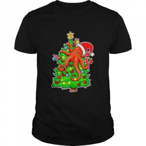 Octopus Santa Hat Christmas Tree shirt