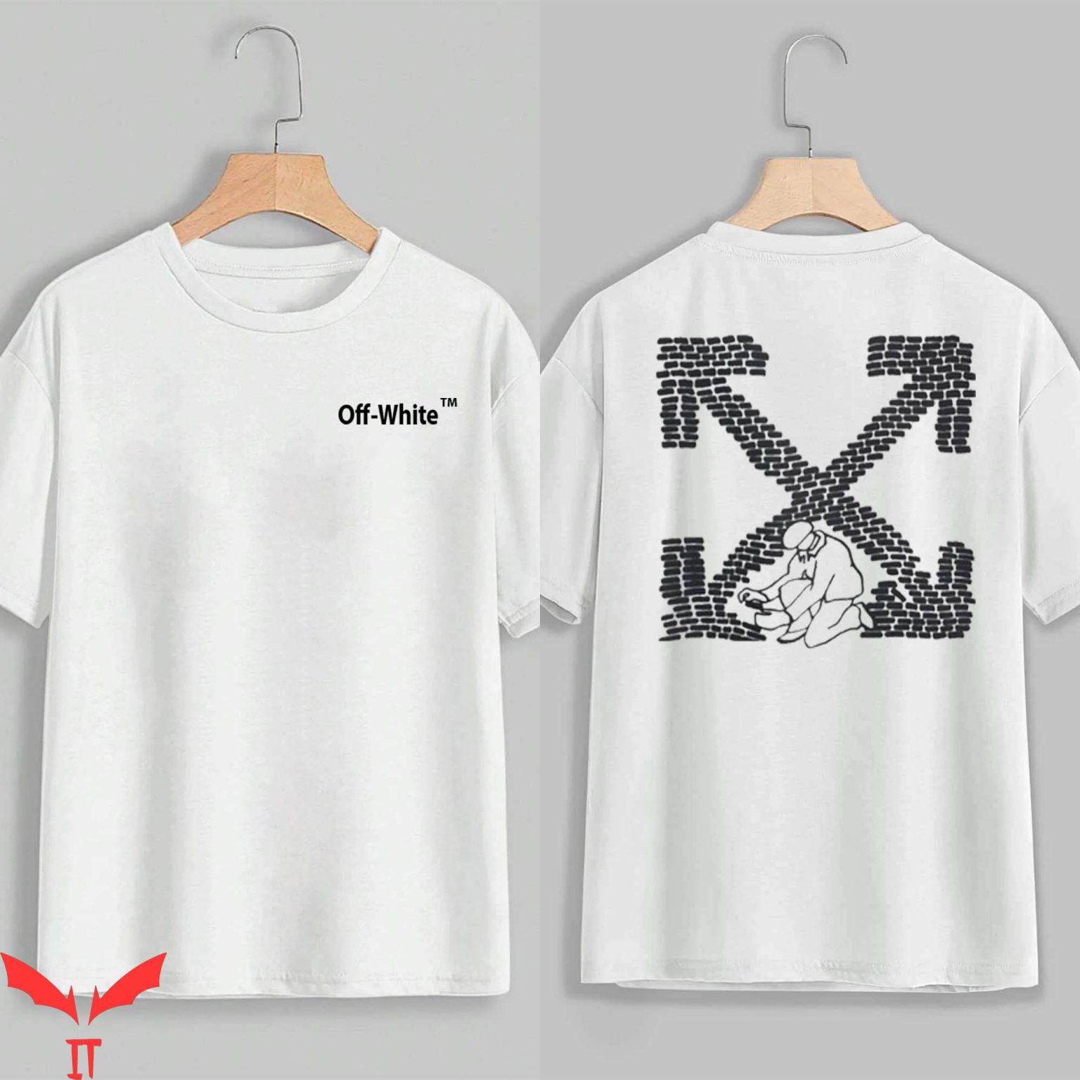 Off White T-Shirt Logo Vintage Minimalist Art Cross Arrow