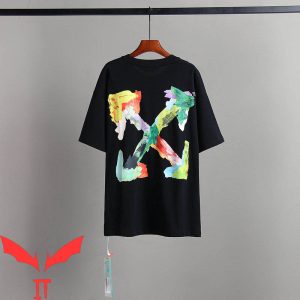 Off White T-Shirt Logo Vintage Minimalist Art With Arrow
