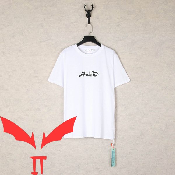 Off White T-Shirt Minimalist Logo Vintage Art With Arrow