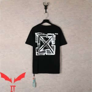 Off White T-Shirt Splash Arrow Trendy Vintage Minimalist Art