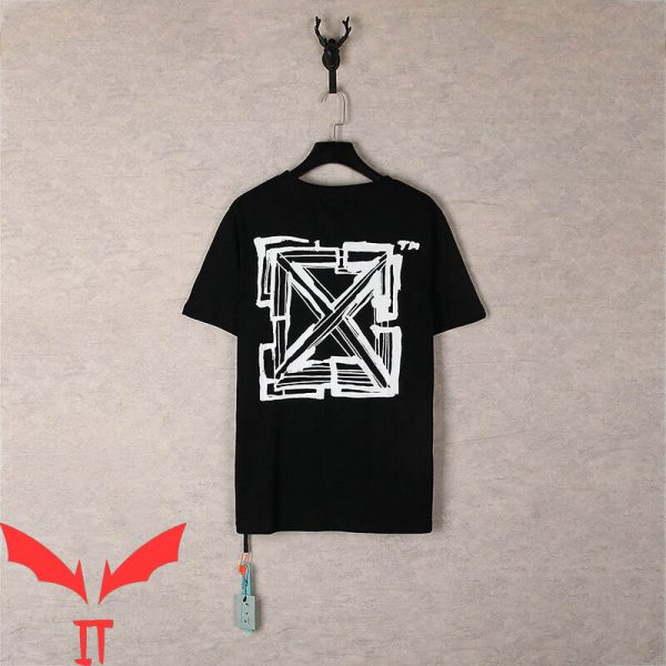 Off White T-Shirt Splash Arrow Trendy Vintage Minimalist Art