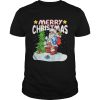 Patriotic American Flag Santa Claus Chimney Christmas shirt