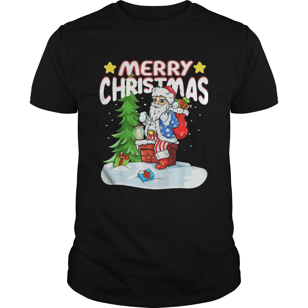 Patriotic American Flag Santa Claus Chimney Christmas shirt Patriotic American Flag Santa Claus Chimney Christmas shirt