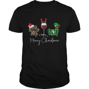 Paw Dog Wine Coffee Elf Merry Christmas shirt