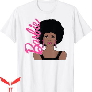 Pink Barbie T-Shirt Afro Portrait Cartoon Y2K Corlorful