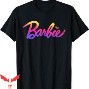 Pink Barbie T-Shirt Gradient Logo Cartoon Y2K Corlorful