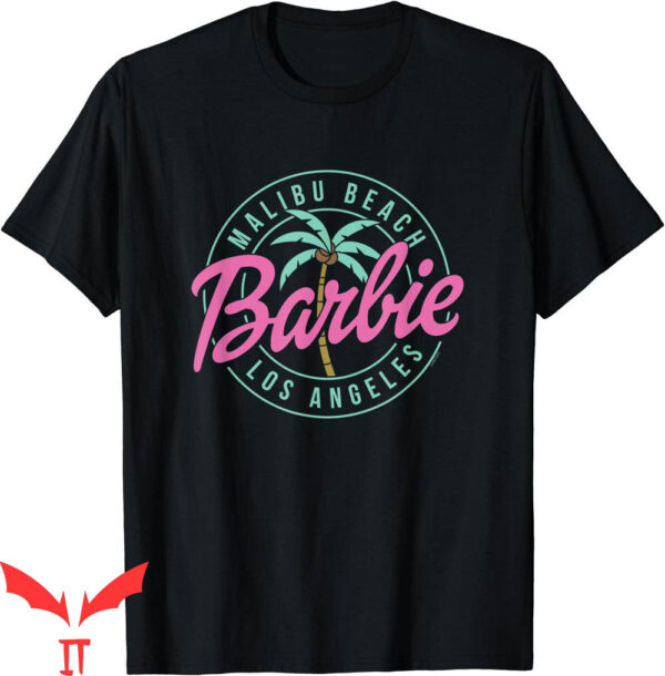 Pink Barbie T-Shirt Malibu Beach Los Angeles Cartoon Y2K