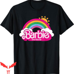 Pink Barbie T-Shirt The Movie Rainbow Logo Cartoon Y2K