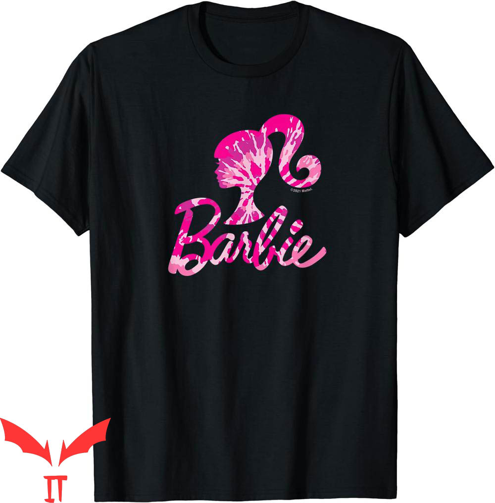 Pink Barbie T-Shirt Tie Dye Silhouette And Logo Cartoon Y2K Pink Barbie T-Shirt Tie Dye Silhouette And Logo Cartoon Y2K