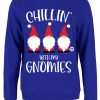 Pop Factory Chillin’ With My Gnomies Ladies Royal Blue Christmas Jumper