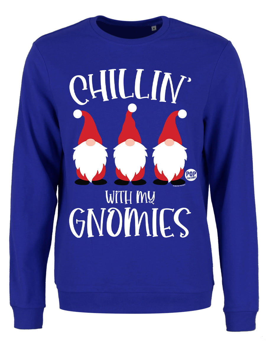 Pop Factory Chillin' With My Gnomies Ladies Royal Blue Christmas Jumper Pop Factory Chillin' With My Gnomies Ladies Royal Blue Christmas Jumper