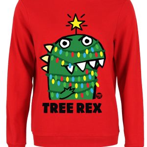 Pop Factory Tree Rex Ladies Red Christmas Jumper