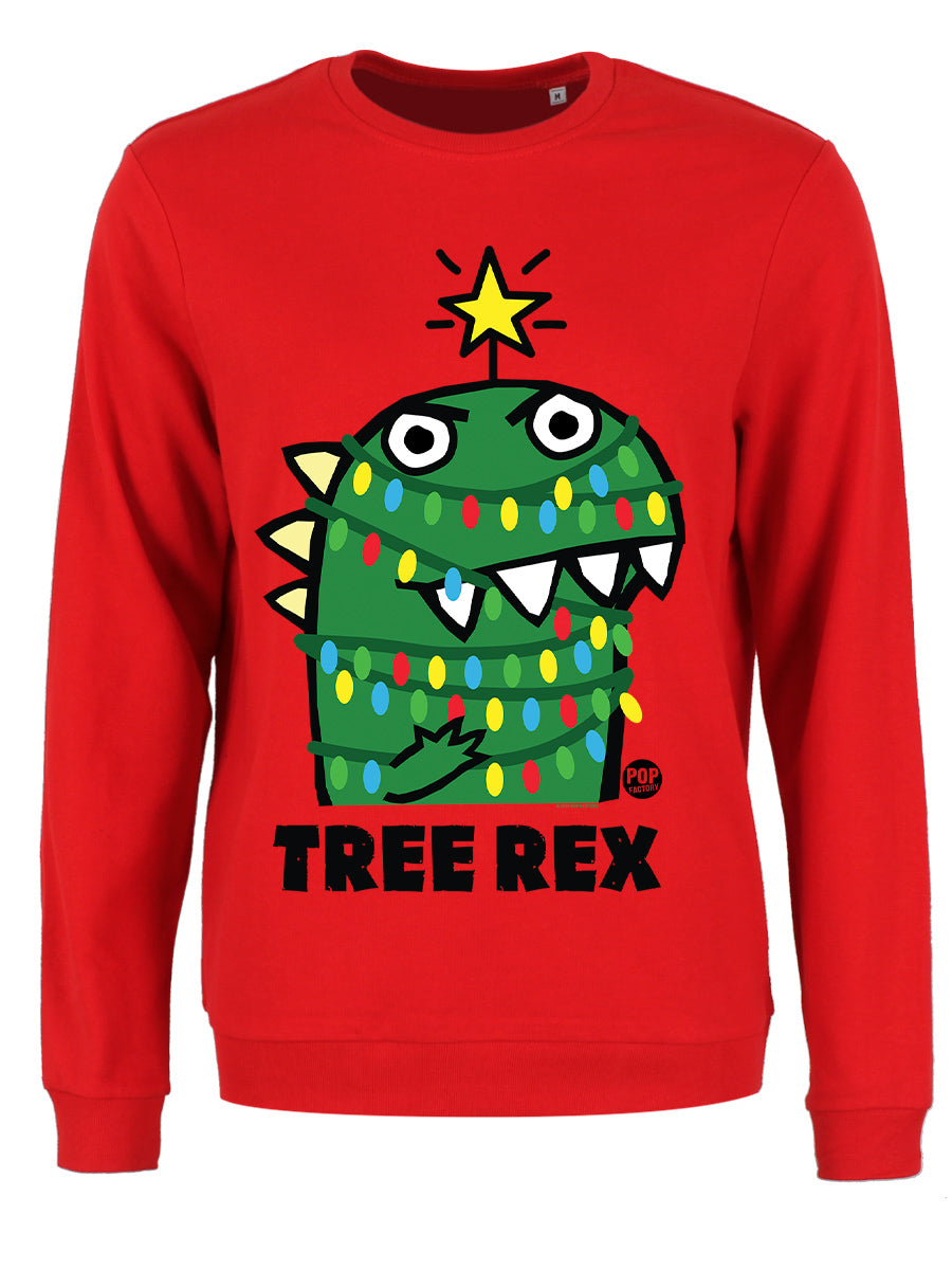 Pop Factory Tree Rex Ladies Red Christmas Jumper Pop Factory Tree Rex Ladies Red Christmas Jumper