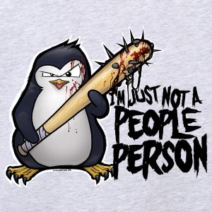 Psycho Penguin Just Not A People Person Mens Grey Hoodie 3