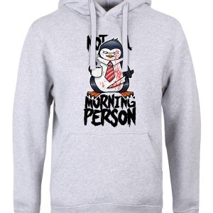 Psycho Penguin Not A Morning Person Men's Heather Grey Hoodie