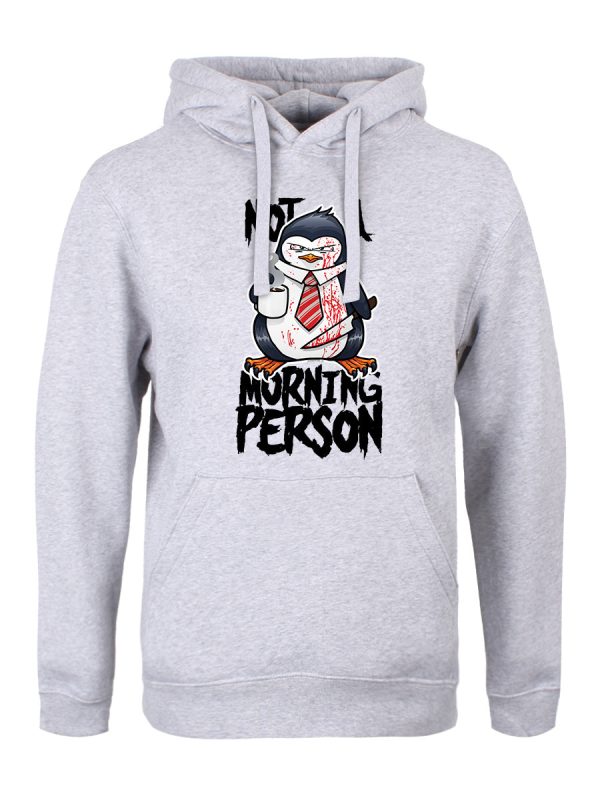 Psycho Penguin Not A Morning Person Men’s Heather Grey Hoodie