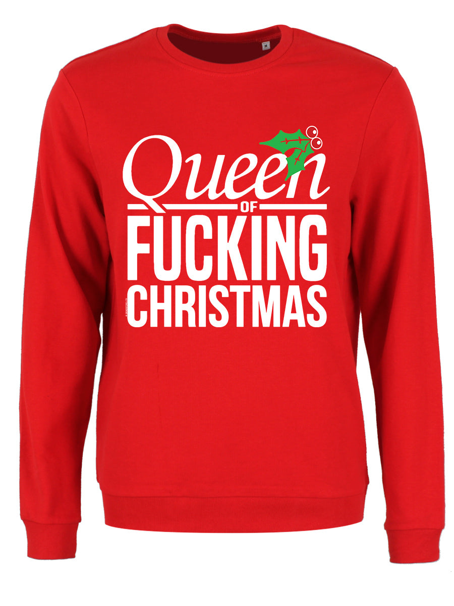 Queen Of Fucking Christmas Ladies Red Christmas Jumper Queen Of Fucking Christmas Ladies Red Christmas Jumper