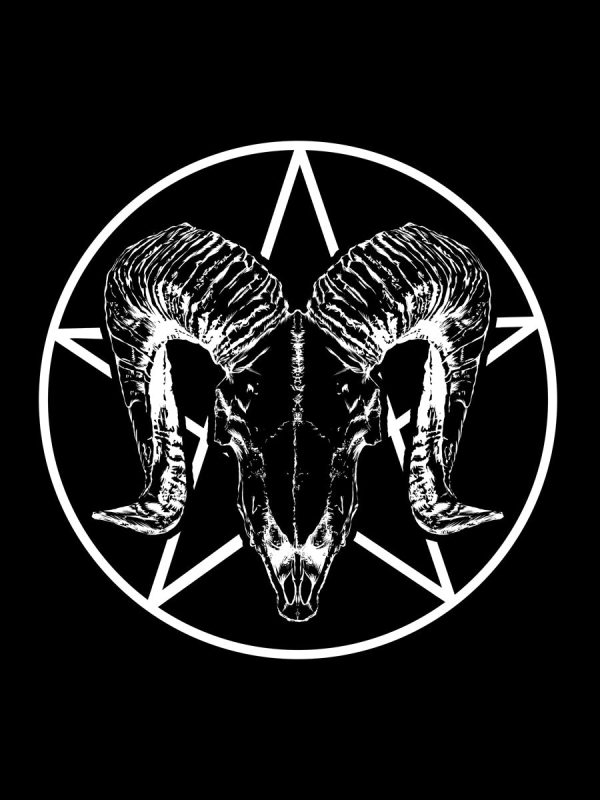 Ram Skull Pentagram Men’s Black Hoodie