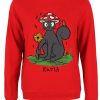 Spooky Cat Earth Ladies Red Sweatshirt