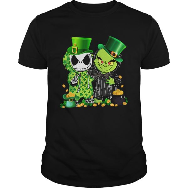St Patricks Day Irish Baby Jack Skellington and baby Grinch shirt