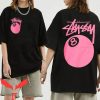 Stussy T-Shirt 8 Ball Pink Vintage Minimalist Art With Logo
