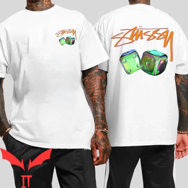 Stussy T-Shirt Dice 8 Ball Vintage Minimalist Art With Logo