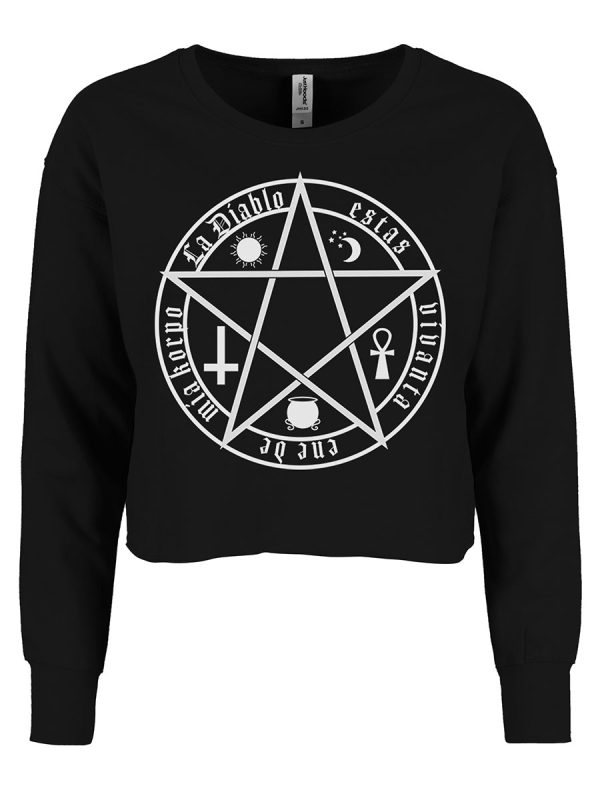 The Devil Is Living In My Flesh Black Girlie Cropped Sweat