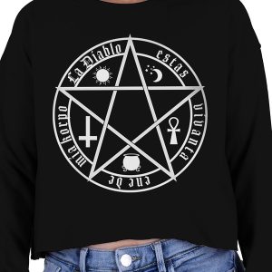 The Devil Is Living In My Flesh Black Girlie Cropped Sweat 3