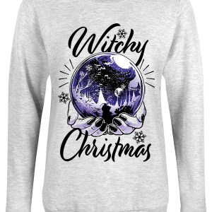 Witchy Christmas Ladies Grey Christmas Jumper