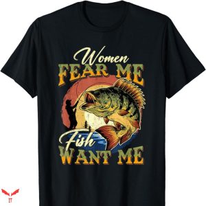Women Want Me Fish Fear Me T-shirt Vintage USA FLag