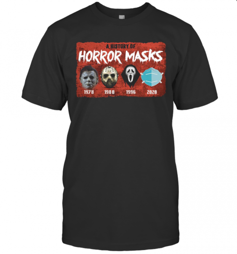 A History Of Horror Masks 1976 1980 1996 2020 T-Shirt A History Of Horror Masks 1976 1980 1996 2020 T-Shirt