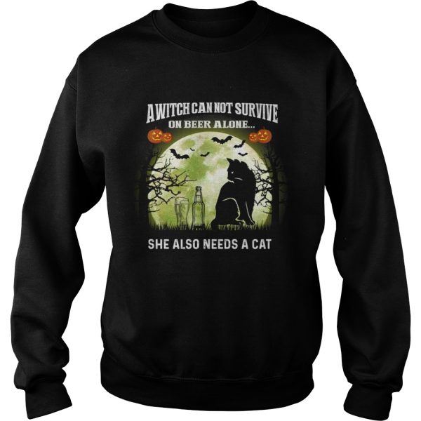 A Witch Can Not Survive On Beer Alone She Also Needs A Cat TShirt