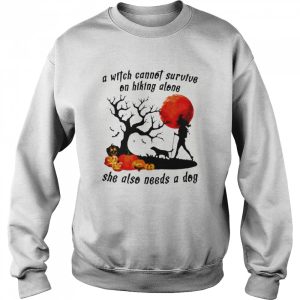 A Witch Cannot Survive On Hiking Alone She Also Needs A Dog Halloween shirt