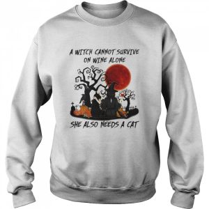 A Witch Cannot Survive On Wine Alone She Also Needs A Dachshund Halloween shirt