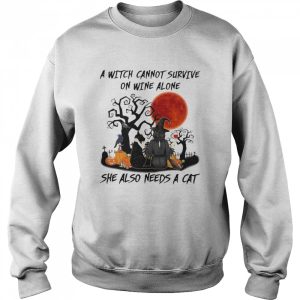 A Witch Cannot Survive She Also Needs A Pitbull Halloween shirt