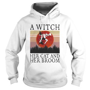A witch her cat and her broom vintage retro shirt