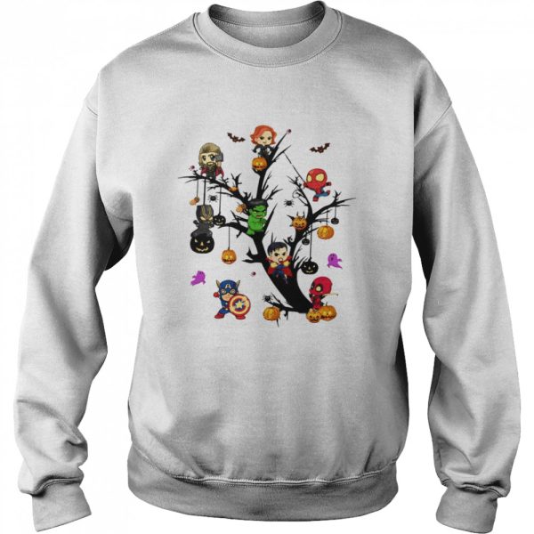 Avengers Superheroes Tree Halloween Pumpkin shirt