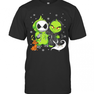 Baby Grinch And Baby Jack Skellington With Boo Christmas T-Shirt