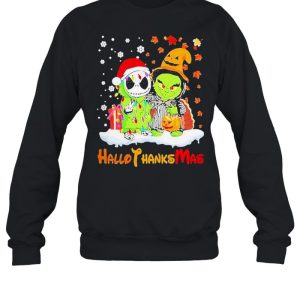 Baby Jack Skellington And Baby Grinch Hallothanksmas Shirt