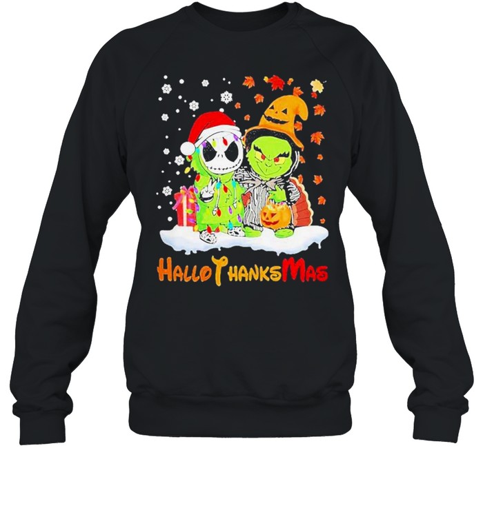 Baby Jack Skellington And Baby Grinch Hallothanksmas Shirt Baby Jack Skellington And Baby Grinch Hallothanksmas Shirt
