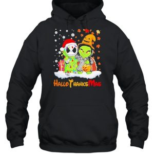 Baby Jack Skellington And Baby Grinch Hallothanksmas Shirt 3