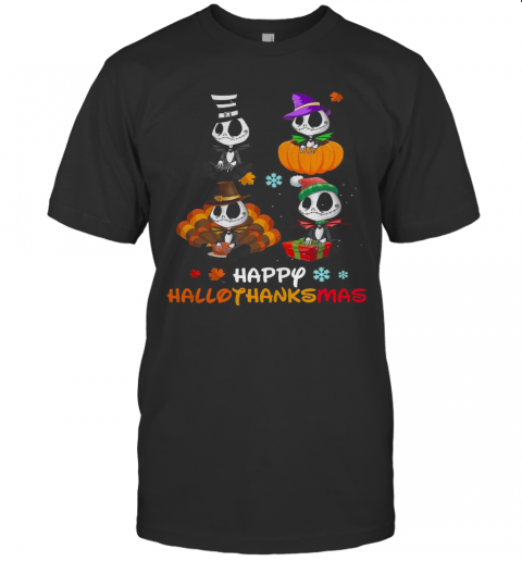 Baby Jack Skellington Halloween And Merry Christmas Happy Hallothanksmas T-Shirt Baby Jack Skellington Halloween And Merry Christmas Happy Hallothanksmas T-Shirt