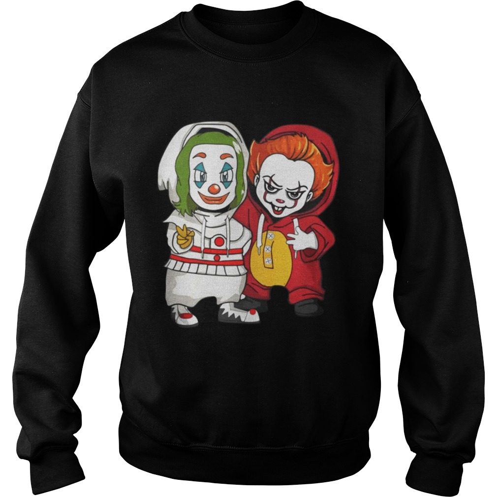 Baby Joker And Pennywise Horror Movies Characters Halloween Shirt Baby Joker And Pennywise Horror Movies Characters Halloween Shirt