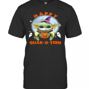 Baby Yoda Face Mask Hug Pumpkin Happy Quaroteen Halloween T-Shirt