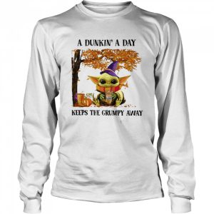 Baby Yoda Hug Dunkin’ Donut Coffee A Dunkin’ A Day Keeps The Grumpy Away Halloween shirt