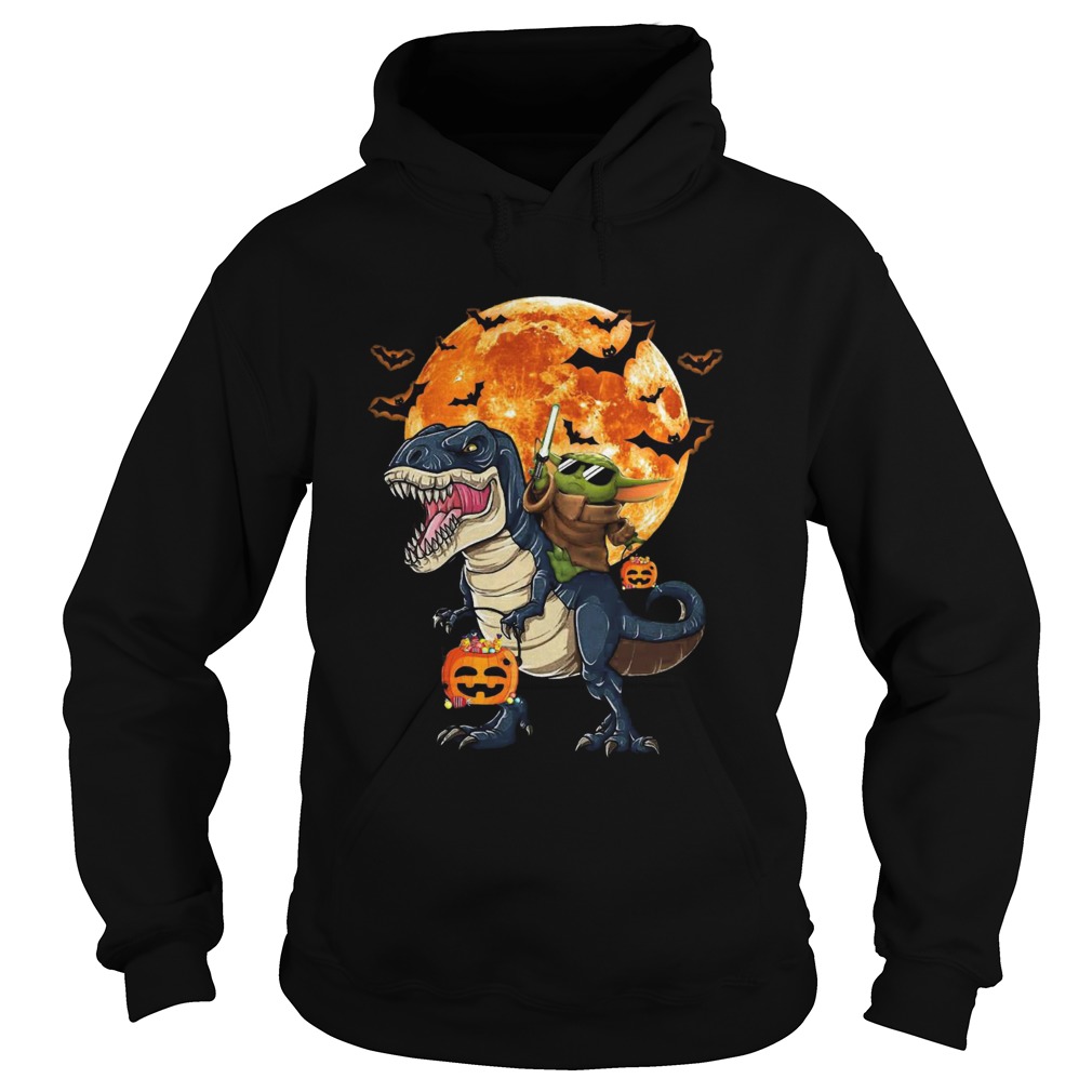 Baby Yoda Riding Dinosaur Trex Pumpkin Moon Halloween shirt Baby Yoda Riding Dinosaur Trex Pumpkin Moon Halloween shirt