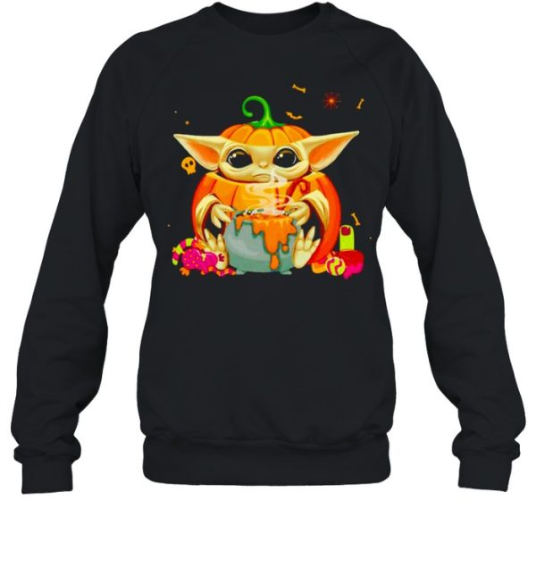 Baby Yoda pumpkin witch Halloween shirt