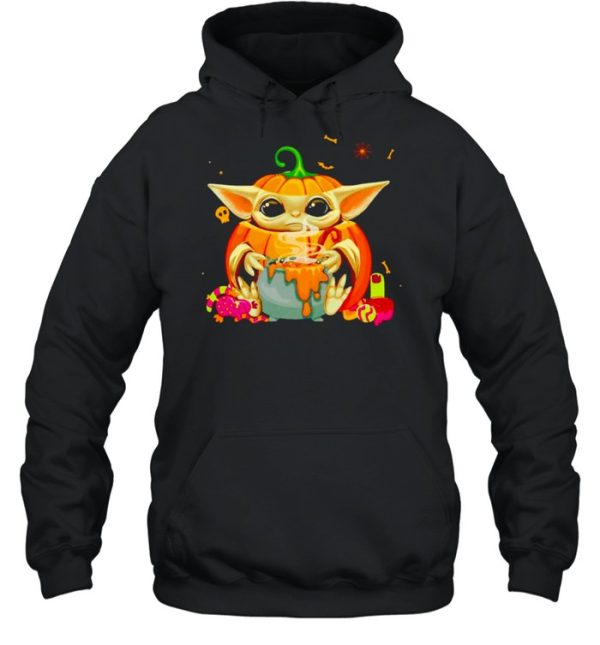 Baby Yoda pumpkin witch Halloween shirt