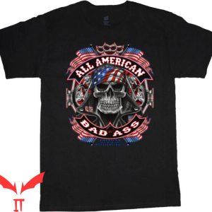 Badass Military T-Shirt All American Skull Flag American